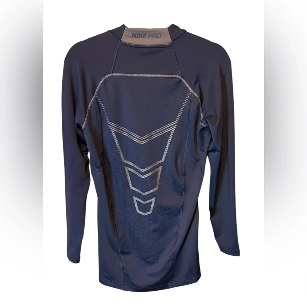 Nike Pro Combat Hyperwarm Dri-FIT Compression Shirt Navy Blue Size Large